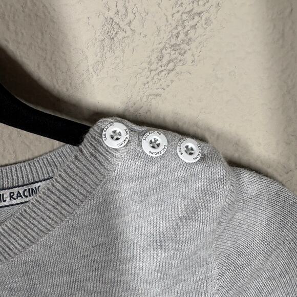 Sail Racing Womens Small Sweater Purple Gray Colorblock Cotton Button Shoulder - Picture 5 of 9